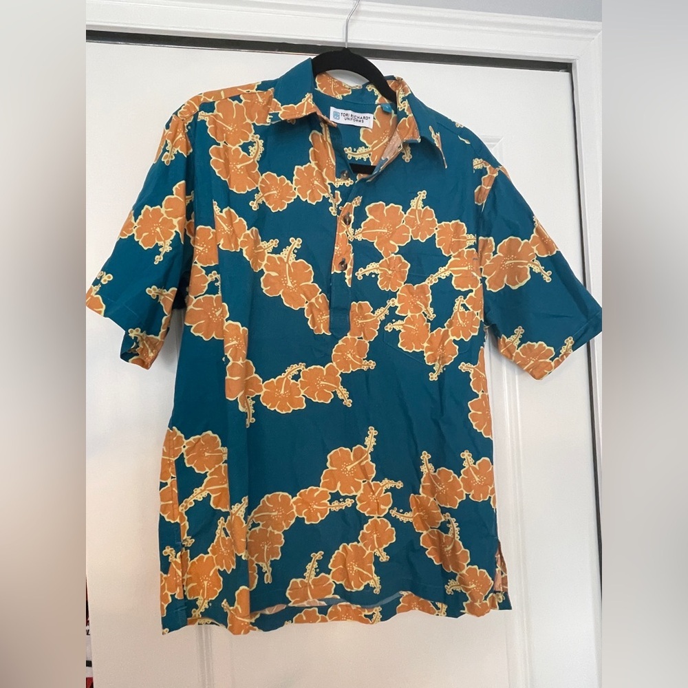 Tori Richard uniform Short Sleeve Blue Shirts for Men Small